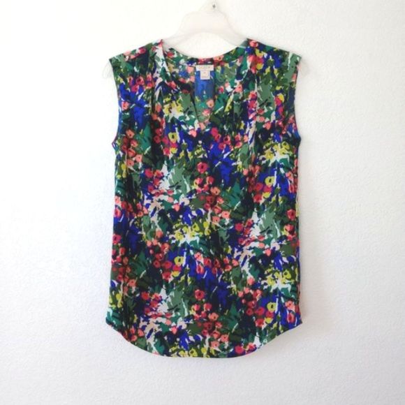 J.Crew Factory Women's Sleeveless Multicolor Floral Blouse size 00 - Picture 1 of 8